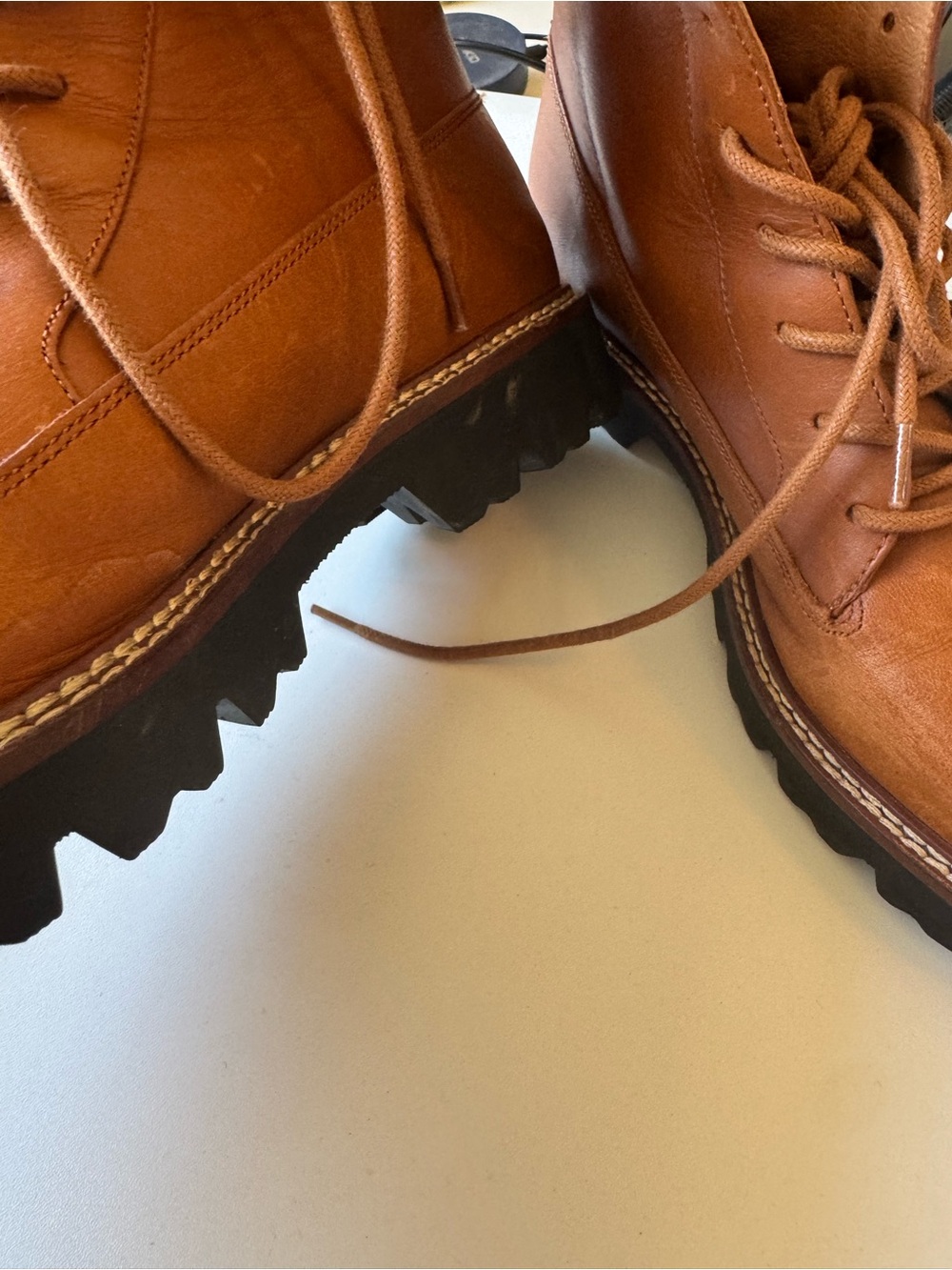 Madden Girl Brown Leather Lace-Up Combat Boots - Picture 4 of 8